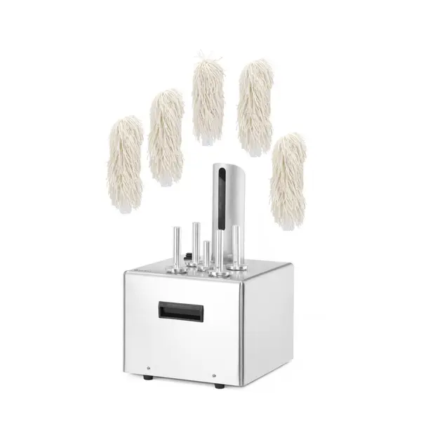 Dispozitiv de lustruire pahare din inox cu perii de aluminiu, 220-240V,1350W, capacitate 300 pahare/h, Hendi