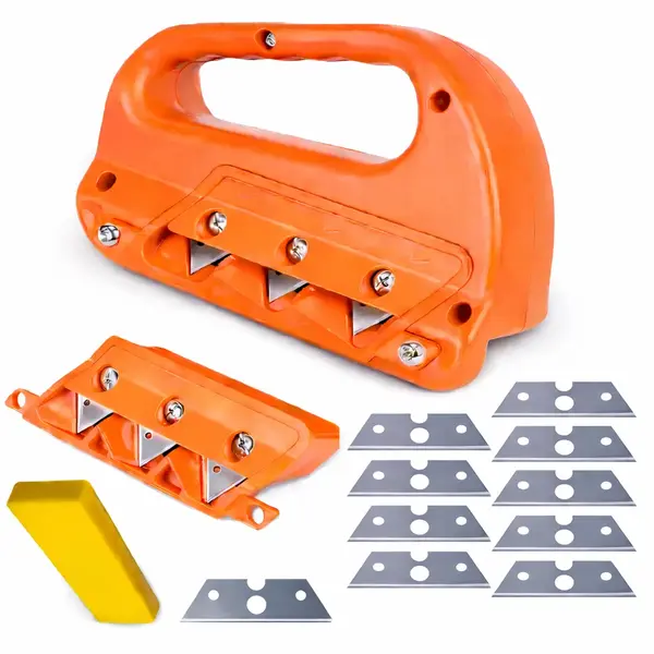 Dispozitiv sanfrenare gips-carton sau rigips HAWIRE KL-4560, Aschiere unghiuri 45 si 60 grade, Set 10 lame trapezoidale, Material plastic, Portocaliu