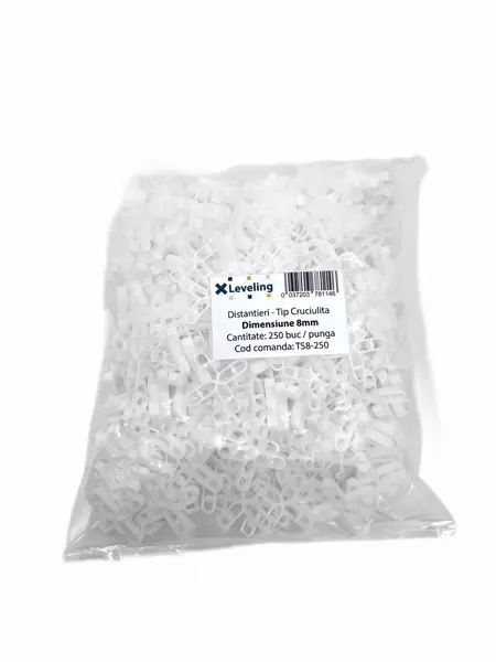 Distantiere ( Cruciulite ) pt. placi - gresie si faianta - Rost 8 mm - 250 buc - XLEV-TS8-250