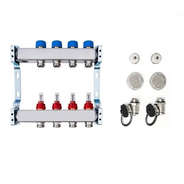 Distribuitor Incalzire Pardoseala din Inox cu Debitmetre, Heko, 1 1/4 x 3/4 inch, 6 Circuite