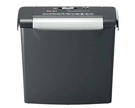 Distrugator manual documente Rexel MOMENTUM S206 2104568EU, 6 coli, P2, taiere tip fasii, cos 9L (Negru)