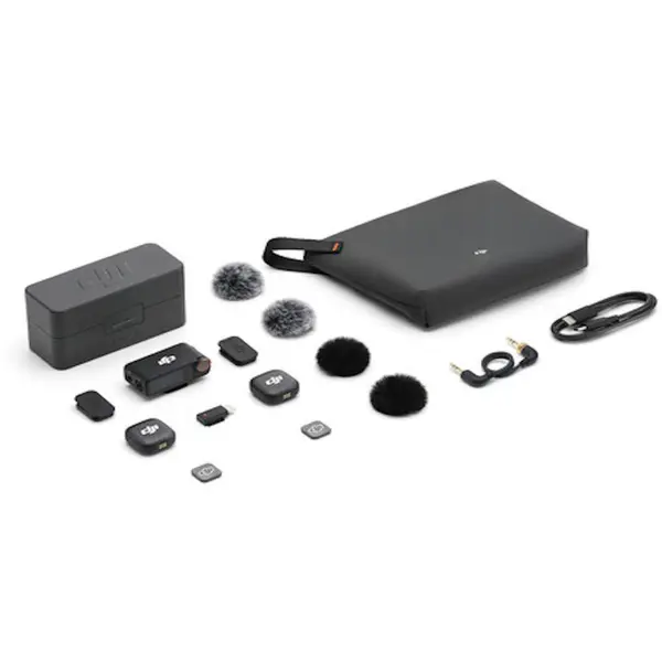 DJI Kit microfon wireless DJI Mic 3, 2x microfon, 1x receptor, 1x statie incarcare, Wireless, Omnidirectional, Raza Actiune 400m, Autonomie microfon 8h, Autonomie receptor 10h