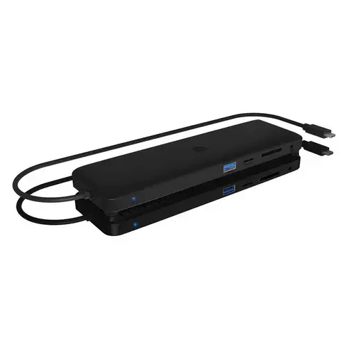 Docking Station Raidsonic Icy Box IB-DK2116-C, 2x USB 2.0/3.0, 1x USB-C, 2x HDMI, 1x DisplayPort, 1x RJ-45, 1x Audio, 1x MicroSD, 1x SD (Negru)