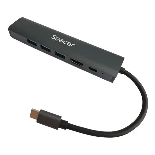 Docking station Spacer 6 in 1, USB 3.0 x 3, RJ45 Gigabit, Gri