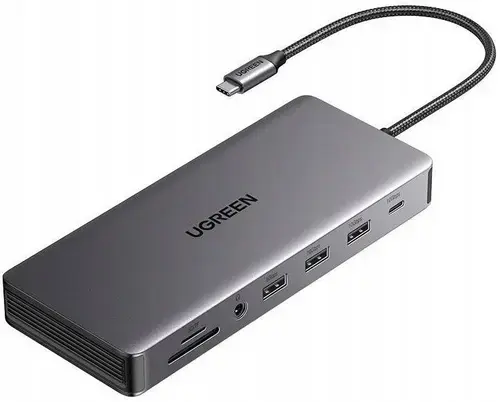 Docking station Ugreen Revodok Pro 313, Alimentare USB-C, 4x USB-A 3.0, USB-C 10 Gbps (Gri)
