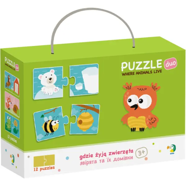 Dodo Duo Puzzle - Unde traiesc animalele? (2 piese)