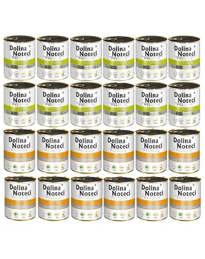DOLINA NOTECI Mix conserve câini Premium 24x800g rață și dovleac cu gâscă și cartofi