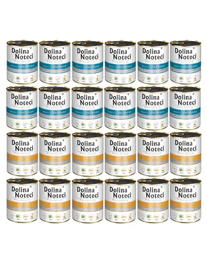 DOLINA NOTECI Mix păstrăv și rață pentru câini Premium 24x800g