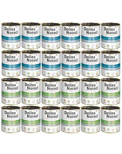 DOLINA NOTECI Mix păstrăv și vânat hrană câini Premium 24x800g