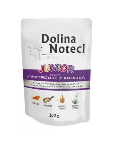 DOLINA NOTECI Premium Junior Hrană câini 300g bogată în ficat de iepure