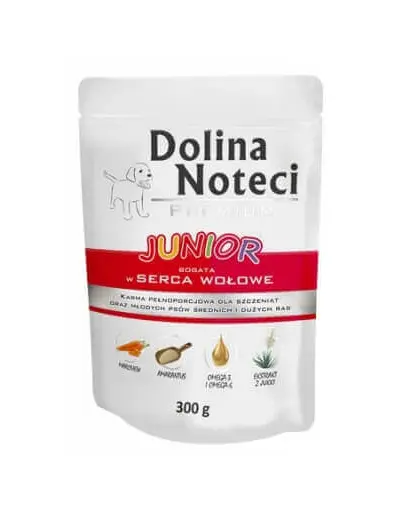 DOLINA NOTECI Premium Junior hrană căței 300g bogat în inimi de vită