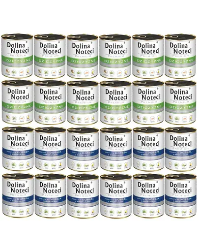 DOLINA NOTECI Premium Mix 24x800 g vânat și cod cu broccoli hrană umedă pentru câini