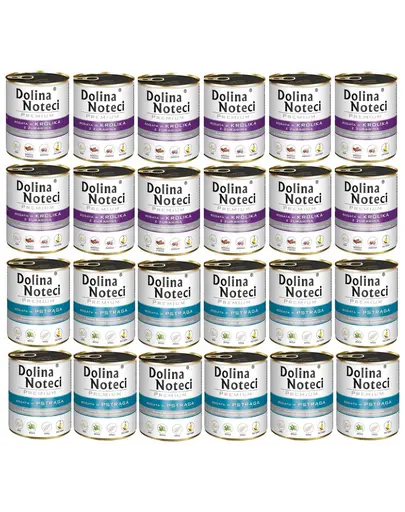 DOLINA NOTECI Premium Mix conserve păstrăv și iepure cu merișoare 24x800 g hrană câini