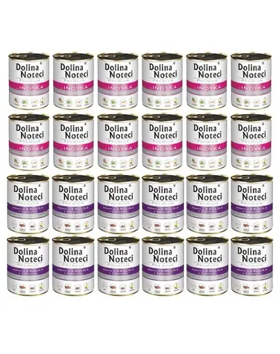 DOLINA NOTECI Premium Mix curcan și iepure cu merișoare 24x800 g hrană umedă pentru câini