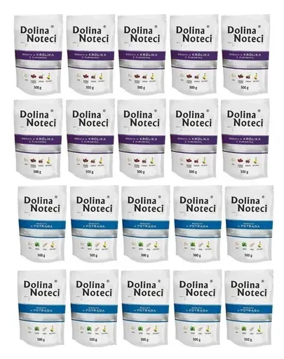 DOLINA NOTECI Premium Mix păstrăv și iepure 20x500 g hrană umedă pentru câini adulți