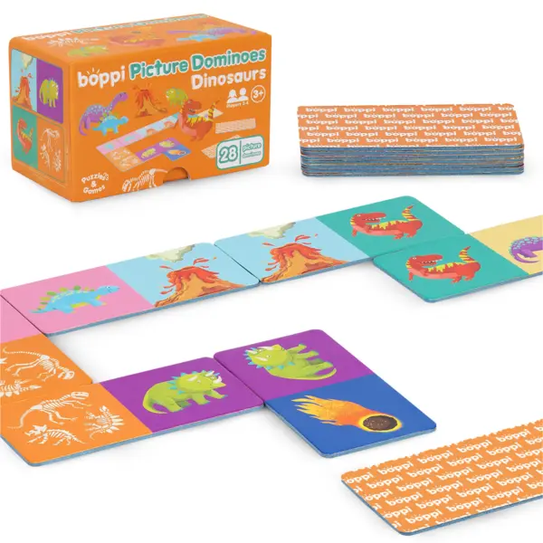 Domino cu Imagini Boppi, 28 piese, Dinozauri dinozauri