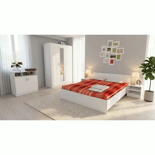 Dormitor Soft Alb cu pat 160x200 cm
