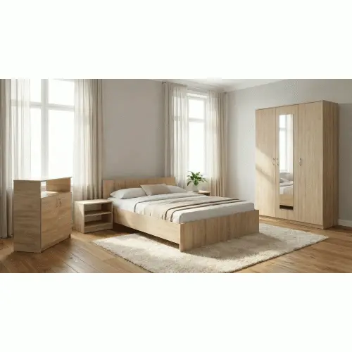 Dormitor Soft Sonoma cu pat 160x200 cm