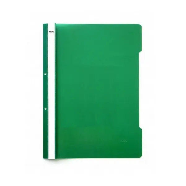 Dosar A4 din plastic cu sina si perforatii 50/set Noki Dosar A4 din plastic cu sina si perforatii 50/set Noki verde