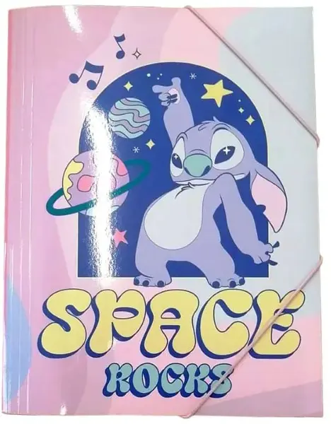 Dosar cu bandă elasticăGIM Stitch - Space Rocks, A4