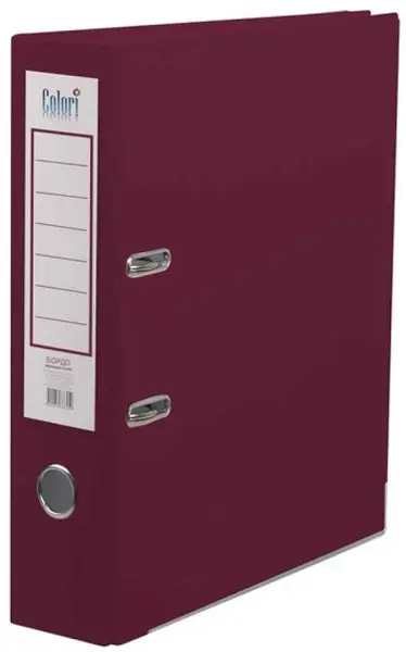Dosar cu inele Colori - 8 cm, Burgundia, cu cant metalic
