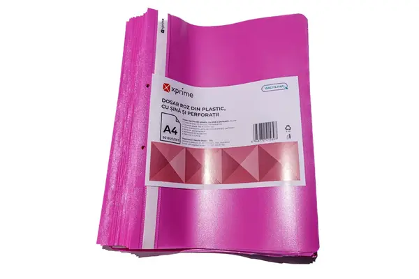 Dosar cu sina Xprime A4 plastic diverse culori 50 bucati/set Dosar cu sina Xprime A4 plastic diverse culori 50 bucati/set roz