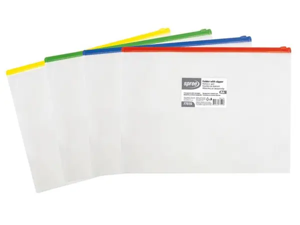 Dosar transparent Spree A4 cu fermoar rosu