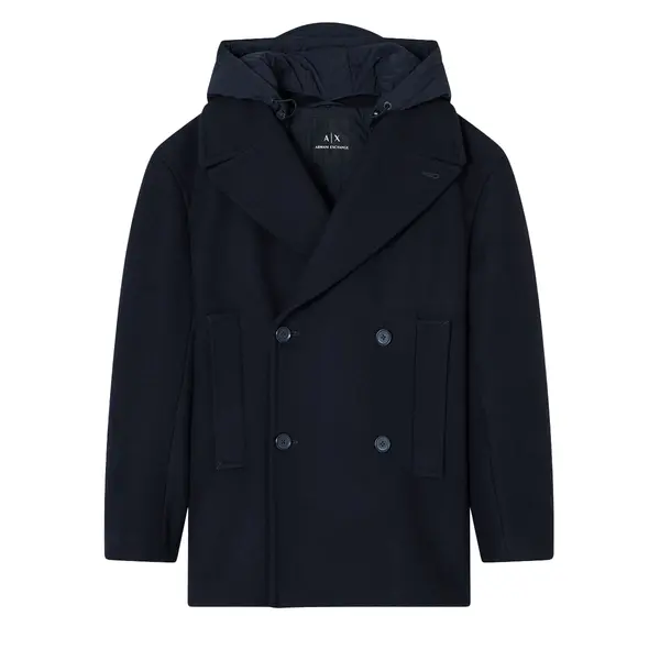 Double breasted pea coat with hood L