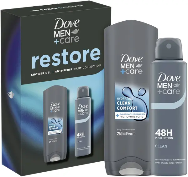 Dove Men+Care Set Restore - Gel de duș și Deodorant spray , 250 + 150 ml