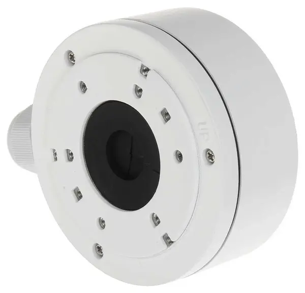 Doza de conexiuni Hikvision DS-1280ZJ-XS, din aluminiu, diametru 100mm, adancime 43.2mm, Alb