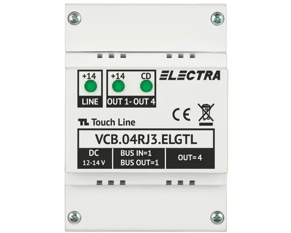 Doza derivatie Electra Touch Line, 4 familii, RJ45, montaj pe sina DIN, VCB.04RJ3.ELGTL