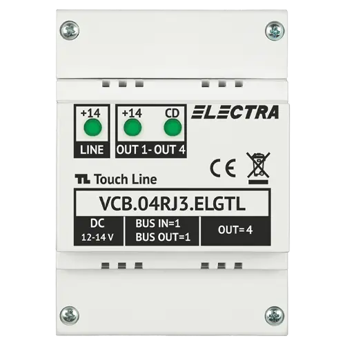 Doza derivatie video 4 iesiri, conectori RJ45, G3 - ELECTRA VCB.04RJ3.ELGTL
