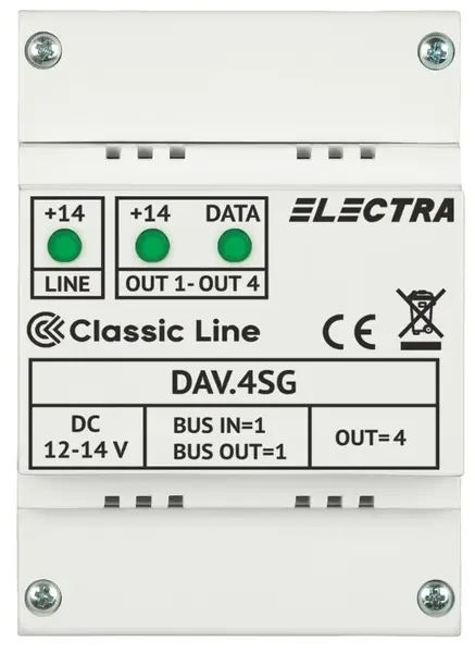 Doza derivatie video Electra Classic DAV.4SG, 4 iesiri, conectori cu surub, carcasa ABS