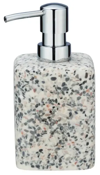 Dozator de săpun lichid Wenko - Terrazzo, 9,5 x 16 x 8 cm, mozaic, alb