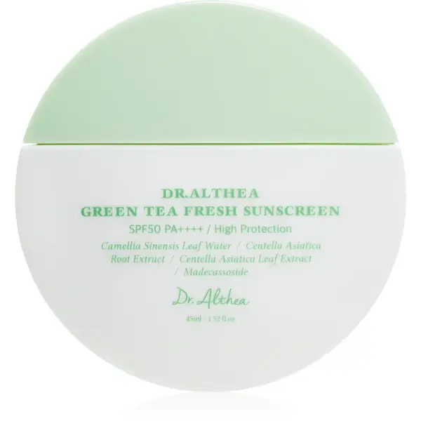 Dr. Althea Green Tea Fresh Sunscreen crema de soare pentru fata cu efect calmant SPF 50+ 45 ml