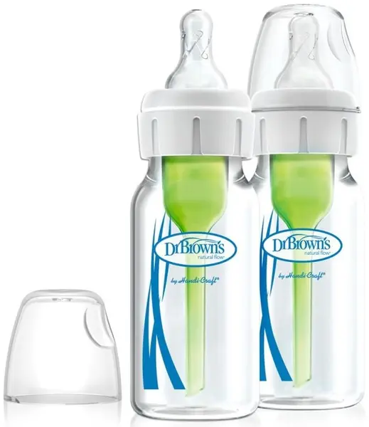 Dr. Brown's Natural Flow Options+ Narrow Glass Bottles - 2 bucăți, 120 ml