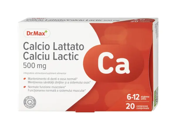 Dr. Max Calciu lactic, 20 comprimate