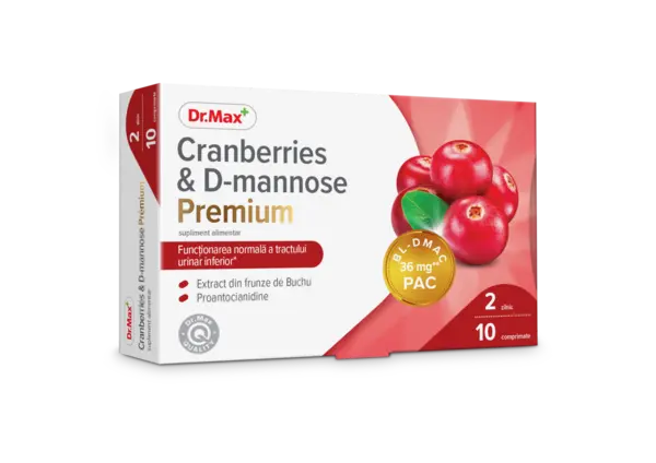 Dr. Max Cranberries & D-mannose Premium, 10 comprimate