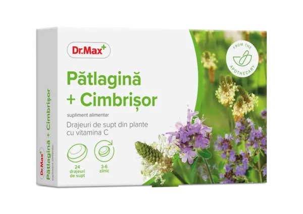 Dr. Max Drajeuri cu patlagina si cimbrisor, 24 drajeuri