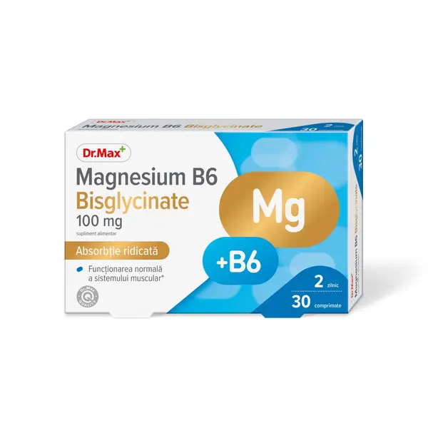 Dr. Max Magnesium B6 Bisglycinate, 30 comprimate filmate