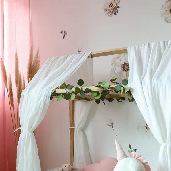Draperie din muselina organica, Little Amy, Roz, 125x240 cm, 1 bucata