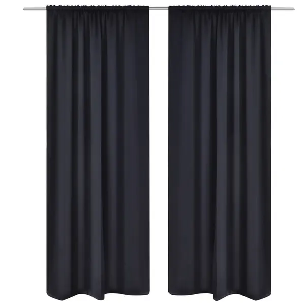 Draperii opace cu rejansa, 2 buc., negru, 135 x 245 cm