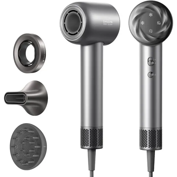 Dreame Uscator de par Dreame Glory AHD18-BK, 1600 W, 3 viteze, 3 trepte temperatura, Concentrator de aer, Difuzor volum, Negru/Gri