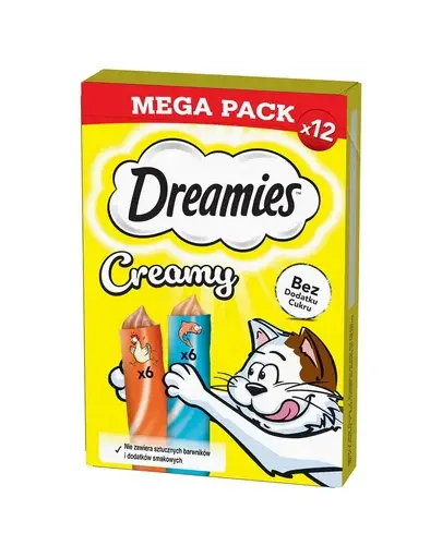 DREAMIES Creamy MEGA PACK cu pui si somon 12x10 g recompense pisici