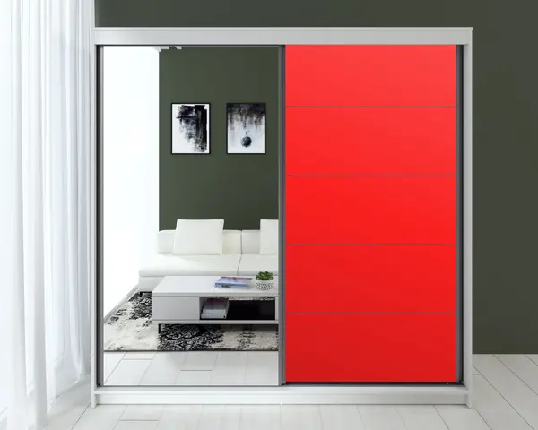 Dressing Smart MDF Acril Rosu 200x60x200 cm
