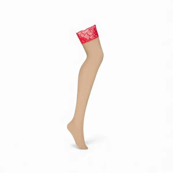 Dresuri sexy OBSESSIVE Matildea, design cu benzi de dantelă roșie, culoarea pielii, mărime S/M