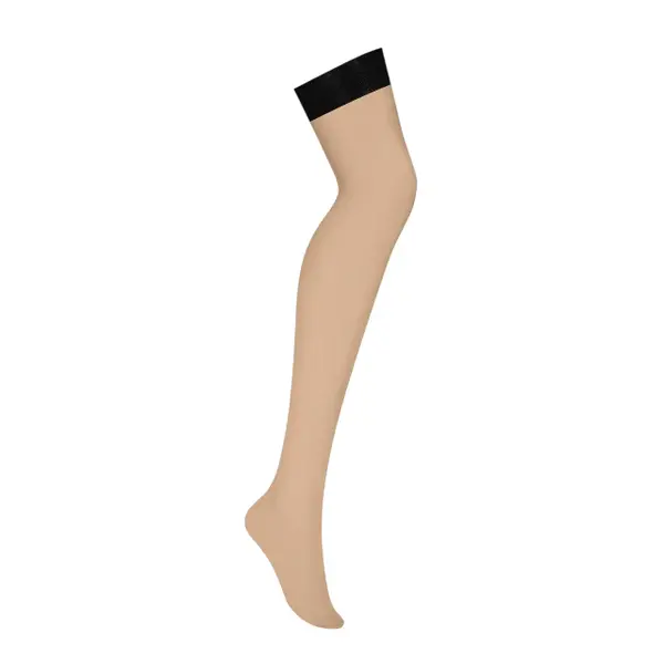 Dresuri sexy OBSESSIVE, pentru portjartier, design cu benzi de dantelă neagră, culoarea pielii, mărime L/XL (model S814)