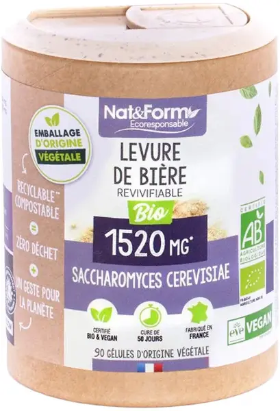 Drojdie de bere bio, 90 capsule, Nat&Form