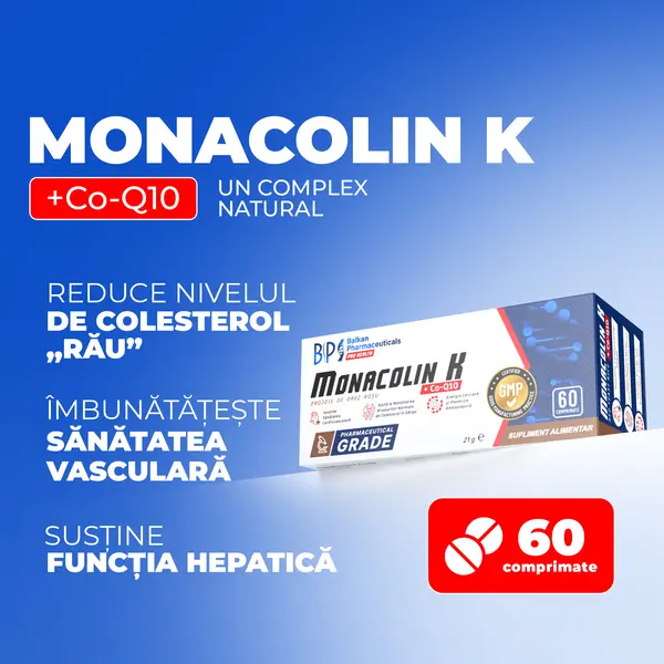 Drojdie de Orez Roșu - Monakolina K – Reduce Colesterolul Natural, 60 Comp