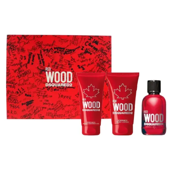 DsQuared2 Red Wood Set cadou pentru Femei Volum 50 ml EDT + 50 ml loțiune de corp + 50 ml gel de duș